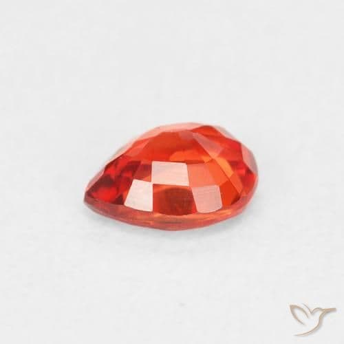 0.42ct Bright Crimson Red-Orange Sapphire, Pear Shape, 4.9x4 mm