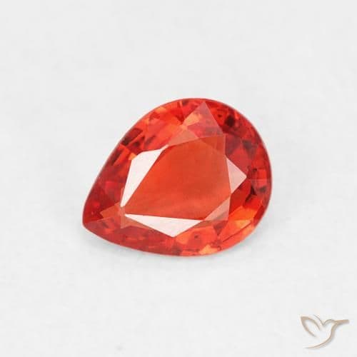 0.37ct Intense Red Orange Sapphire, Pear Shape, 5.2x4.1 mm