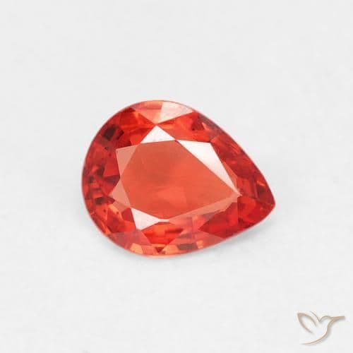 0.37ct Intense Red Orange Sapphire, Pear Shape, 5.2x4.1 mm