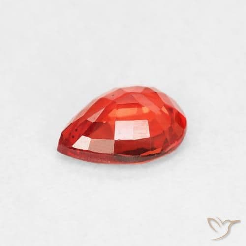 0.37ct Intense Red Orange Sapphire, Pear Shape, 5.2x4.1 mm