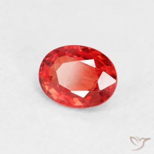0.42ct Intense Red Orange Sapphire, Oval Cut, 4.9x3.8 mm