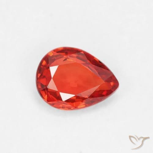0.38ct Intense Red Orange Sapphire, Pear Shape, 5.1x3.9 mm