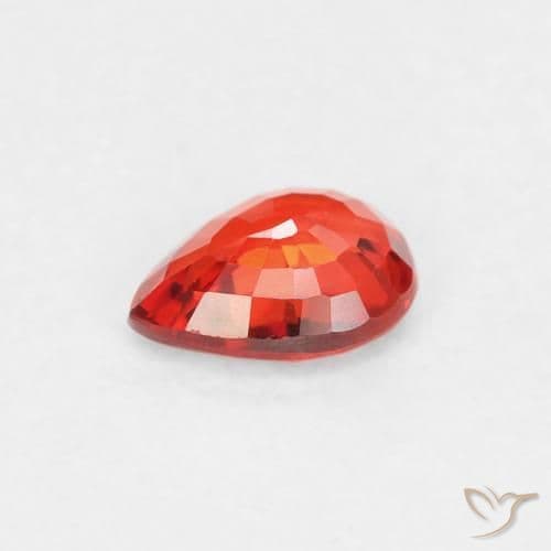 0.38ct Intense Red Orange Sapphire, Pear Shape, 5.1x3.9 mm