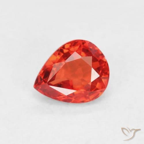 0.54ct Intense Red Orange Sapphire, Pear Shape, 5.1x4.1 mm