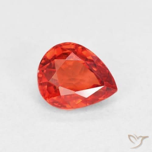 0.54ct Intense Red Orange Sapphire, Pear Shape, 5.1x4.1 mm
