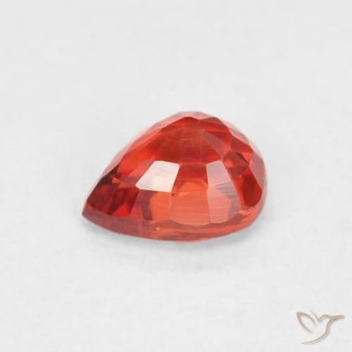 0.54ct Intense Red Orange Sapphire, Pear Shape, 5.1x4.1 mm