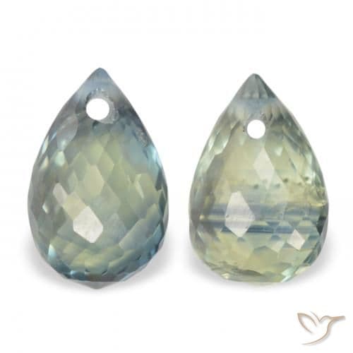 1.74ct Natural Grayish Green Sapphire, Briolette, 6.2x4.1 mm