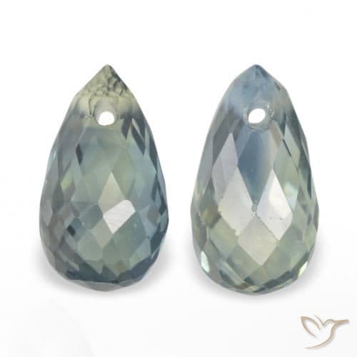 1.74ct Natural Grayish Green Sapphire, Briolette, 6.2x4.1 mm