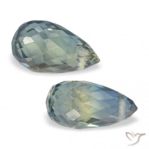 1.39ct Pale Forest Green Sapphire, Briolette, 6.3x3.5 mm