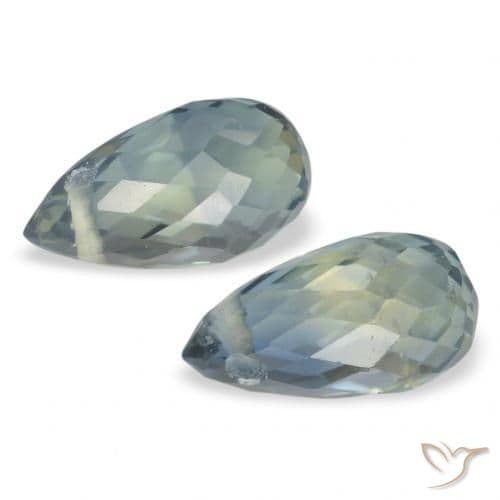 1.39ct Pale Forest Green Sapphire, Briolette, 6.3x3.5 mm