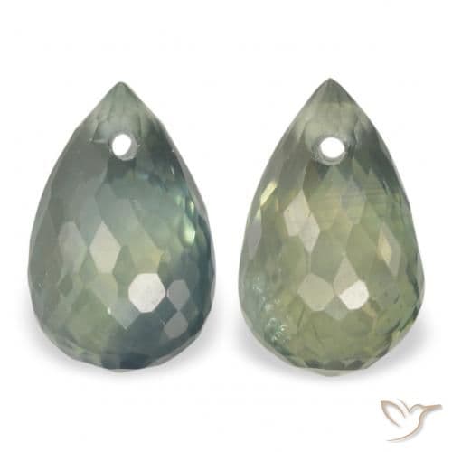 1.58ct Medium Blue Green Sapphire, Briolette, 6.1x3.9 mm