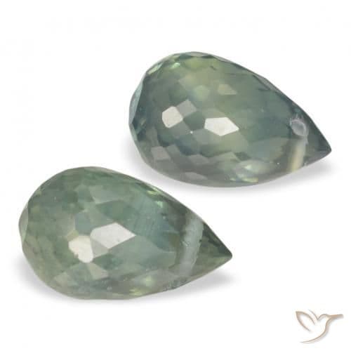 1.58ct Medium Blue Green Sapphire, Briolette, 6.1x3.9 mm