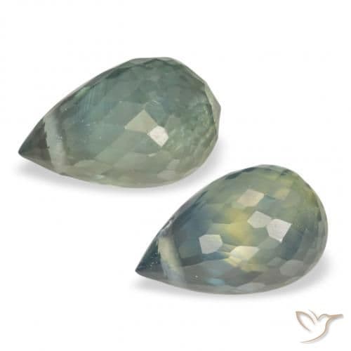 1.58ct Medium Blue Green Sapphire, Briolette, 6.1x3.9 mm