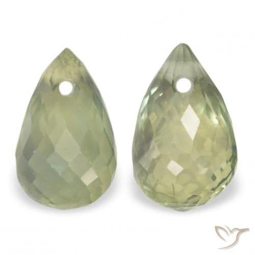 1.74ct Natural Grayish Green Sapphire, Briolette, 6.2x4.1 mm