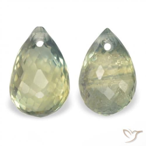 1.49ct Pale Earth Green Sapphire, Briolette, 5.9x4 mm