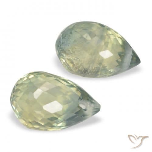 1.49ct Pale Earth Green Sapphire, Briolette, 5.9x4 mm