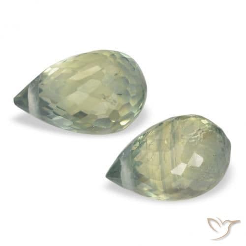 1.49ct Pale Earth Green Sapphire, Briolette, 5.9x4 mm