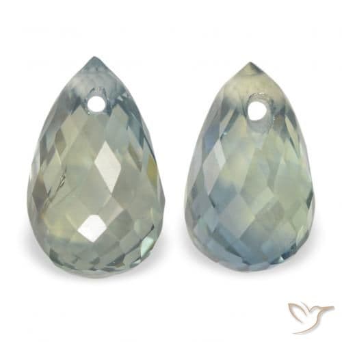 1.74ct Natural Grayish Green Sapphire, Briolette, 6.2x4.1 mm