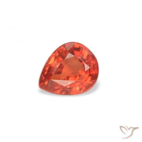 0.51ct Natural Warm Orange Sapphire, Pear Shape, 5x4.1 mm