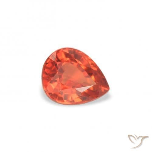 0.51ct Natural Warm Orange Sapphire, Pear Shape, 5x4.1 mm
