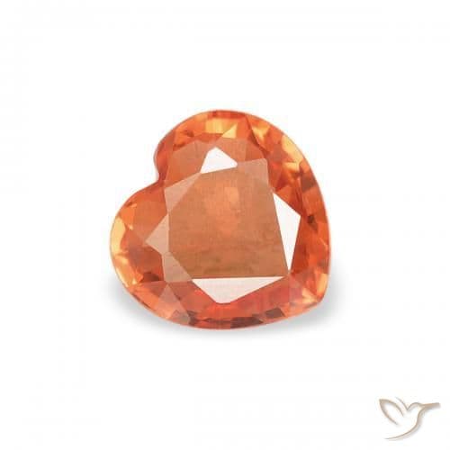 0.34ct Medium Orange Sapphire, Heart Shape, 4.5x4.5 mm