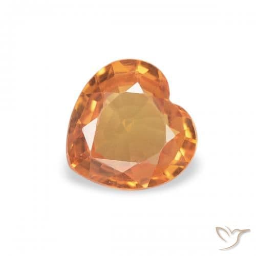 0.38ct Natural Deep Orange Sapphire, Heart Shape, 4.7x4.6 mm