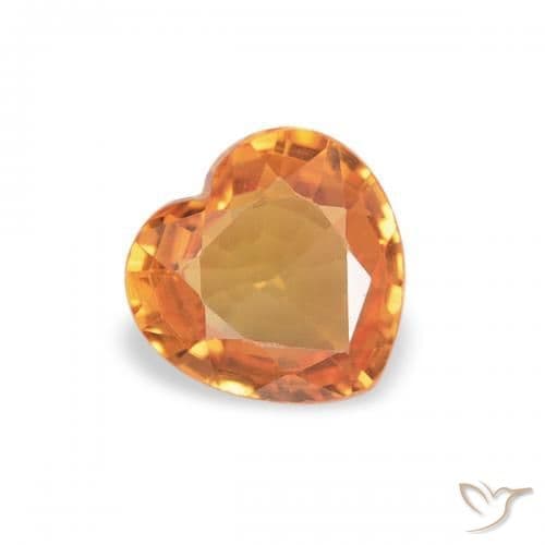 0.38ct Natural Deep Orange Sapphire, Heart Shape, 4.7x4.6 mm