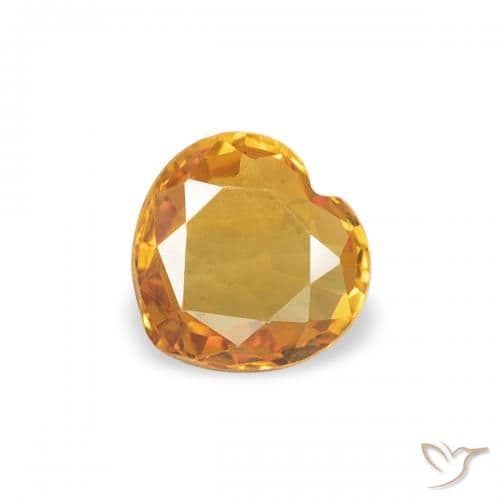 0.34ct Deep Orange-Gold Sapphire, Heart Shape, 4.5x4.3 mm