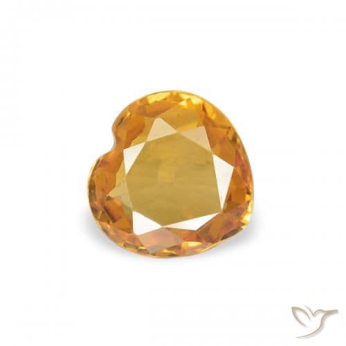 0.34ct Deep Orange-Gold Sapphire, Heart Shape, 4.5x4.3 mm