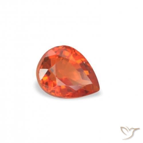 0.52ct Reddish Orange Sapphire, Pear Shape, 5.1x4.2 mm