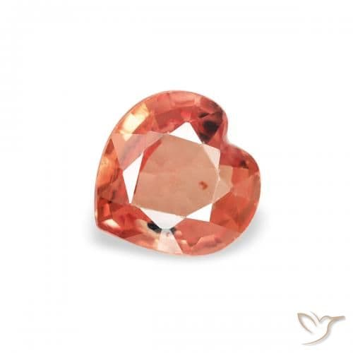 0.30ct Natural Orange Red Sapphire, Heart Shape, 4.4x4.3 mm