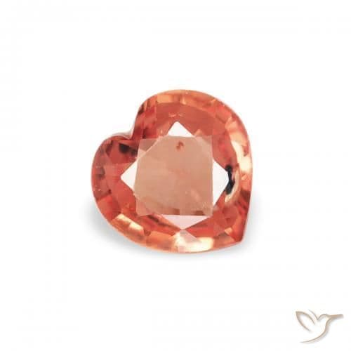 0.30ct Natural Orange Red Sapphire, Heart Shape, 4.4x4.3 mm