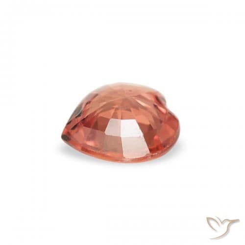 0.30ct Natural Orange Red Sapphire, Heart Shape, 4.4x4.3 mm