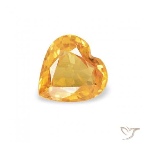 0.43ct Natural Orange-Gold Sapphire, Heart Shape, 4.8x4.7 mm