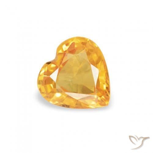 0.43ct Natural Orange-Gold Sapphire, Heart Shape, 4.8x4.7 mm