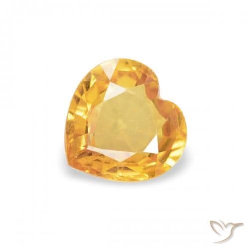 0.42ct Natural Orange-Gold Sapphire, Heart Shape, 4.6x4.5 mm