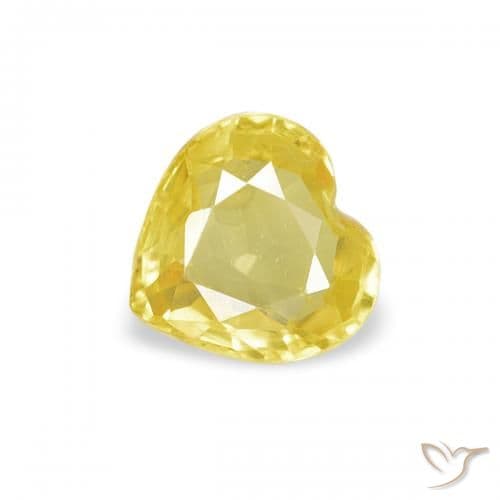 0.38ct Natural Yellow Sapphire, Heart Shape, 4.6x4.5 mm