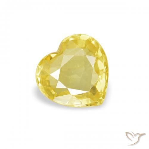 0.38ct Natural Yellow Sapphire, Heart Shape, 4.6x4.5 mm