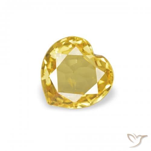 0.36ct Honey Yellow Sapphire, Heart Shape, 4.4x4.4 mm