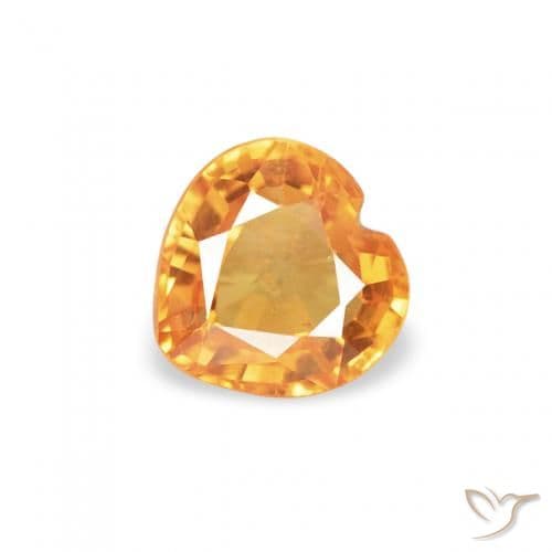 0.42ct Natural Orange-Gold Sapphire, Heart Shape, 4.6x4.4 mm