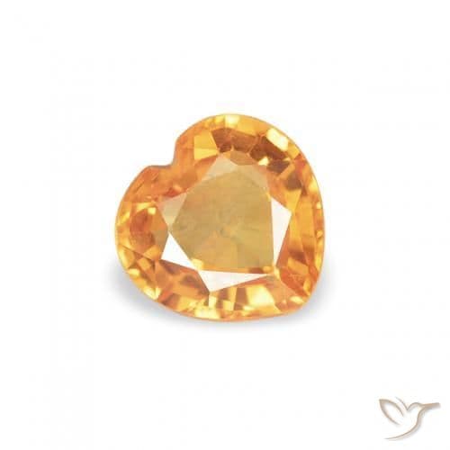 0.42ct Natural Orange-Gold Sapphire, Heart Shape, 4.6x4.4 mm