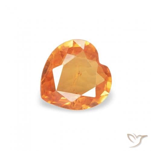 0.35ct Bright Orange Sapphire, Heart Shape, 4.6x4.5 mm