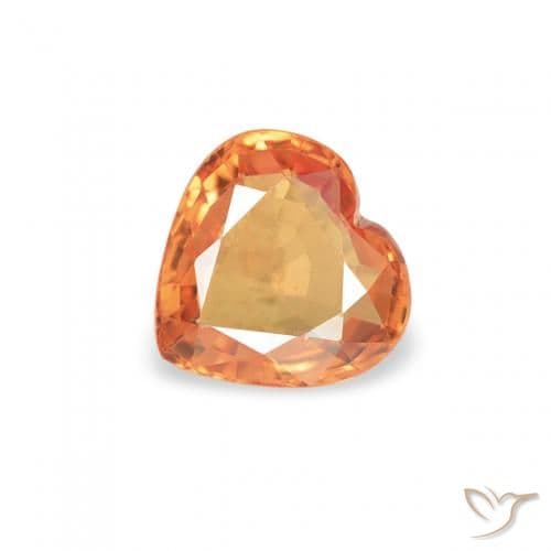 0.38ct Bright Orange Sapphire, Heart Shape, 4.7x4.5 mm