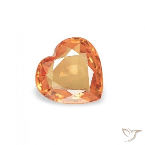 0.38ct Bright Orange Sapphire, Heart Shape, 4.7x4.5 mm