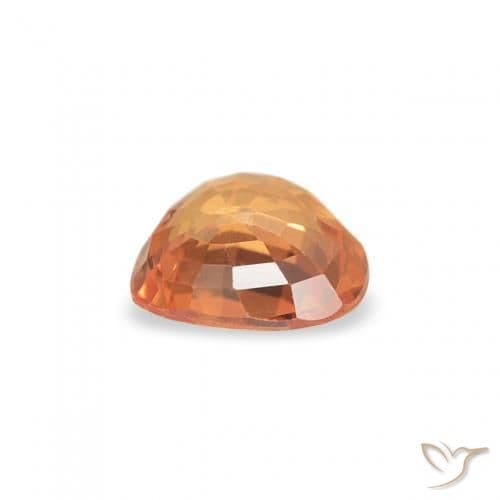 0.38ct Bright Orange Sapphire, Heart Shape, 4.7x4.5 mm