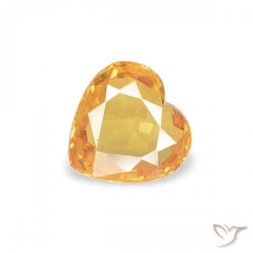 0.36ct Natural Orange-Gold Sapphire, Heart Shape, 4.5x4.4 mm