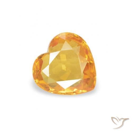 0.36ct Natural Orange-Gold Sapphire, Heart Shape, 4.5x4.4 mm
