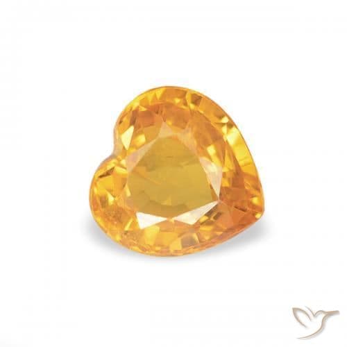 0.43ct Medium Light-Orange Sapphire, Heart Shape, 4.5x4.5 mm