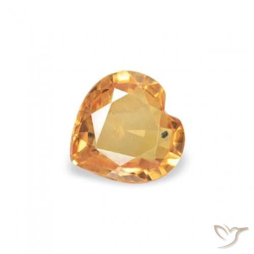 0.35ct Natural Orange-Gold Sapphire, Heart Shape, 4.4x4.3 mm