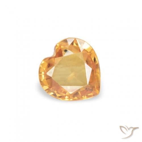 0.35ct Natural Orange-Gold Sapphire, Heart Shape, 4.4x4.3 mm